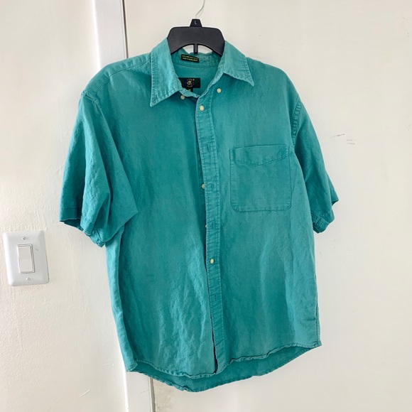 teal button up shirt